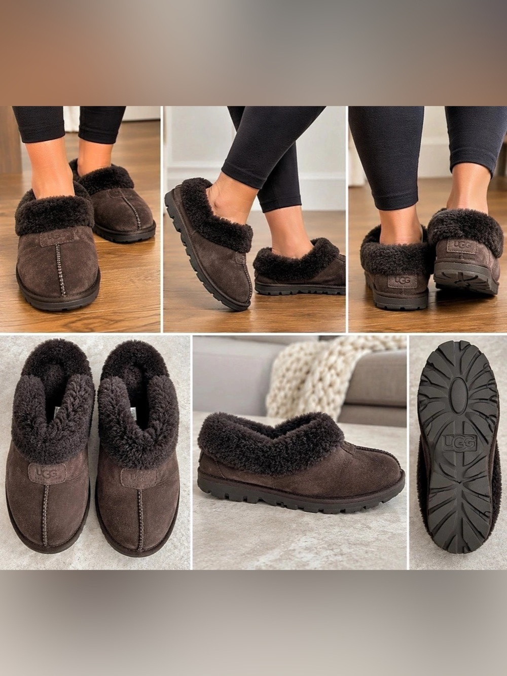 UGG Women's Brown & Black Slippers US 8